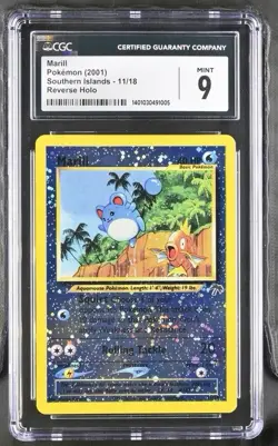 Pokemon Marill 11/18 Southern Islands Reverse Holo Promo CGC 9 (2001) - Image 1