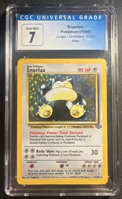 Pokemon TCG Snorlax Jungle 11/64 Holo Unlimited Holo Rare CGC - 7 NEAR MINT - Image 2