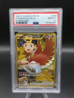 2025 Pokemon Destined Rivals Ethan’s Ho-Oh ex Gold 239 PSA 10 Gem Mint - Image 1