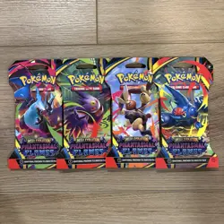 Pokemon TCG - PHANTASMAL FLAMES - Sleeved Booster Pack COMPLETE ART SET - 4Packs - Image 1