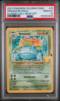 Pokemon 2021 Celebrations Venusaur Holo PSA 10 Gem Mt Classic Coll Base Set #15 - Image 1