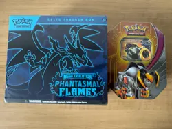 Pokemon TCG Phantasmal Flames Booster Box + Paradox destines tin Factory Sealed - Image 1