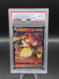 2021 Pokemon Lance’s Charizard SWSH133 PSA 8 Black Star Promo Celebrations Holo - Image 1