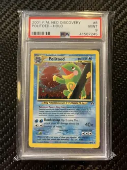 POKEMON 2001 POLITOED-HOLO NEO DISCOVERY #8 PSA 9 - Image 1