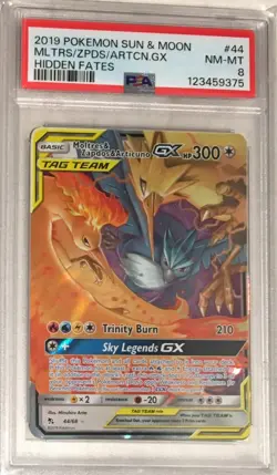 2019 Pokemon Hidden Fates PSA 8 Moltres & Zapdos & Articuno GX Ultra Rare #44 - Image 1