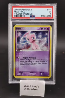 2006 Pokemon EX Mew holo 111 Holo Phantoms PSA 5 - Image 1