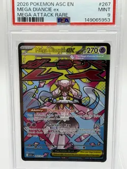 Mega Diancie EX Mega Attack Rare Pokemon Ascended Heroes PSA 9 Mint - Image 1