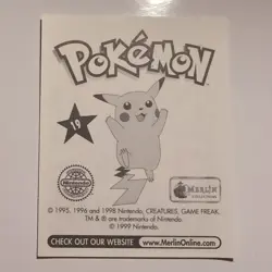 Pokemon - Rattata - Topps Merlin Sticker - Series 1 - #19/240 - 1999 - Image 2