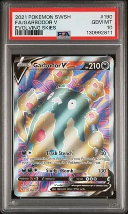 Garbodor V 190/203 Full Art GEM MINT PSA 10 Pokemon SW&SH Evolving Skies - Image 1
