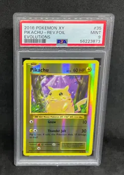 Pokemon XY Base Set Evolutions Pikachu 35/108 Reverse Holo Foil Rare PSA 9 MINT - Image 1