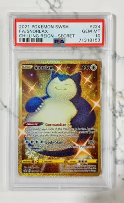 Pokemon Chilling Reign 224/198 Snorlax Gold Secret Rare FA PSA 10 - Image 1