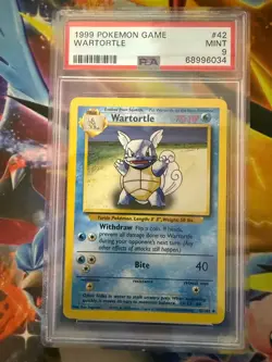POKEMON 1999 BASE SET UNLIMITED WARTORTLE #42 NON HOLO PSA MINT 9 - Image 1