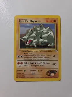 Brock's Rhyhorn 22/132 - Gym Heroes - Rare - Vintage Pokemon TCG LP/MP - Image 1