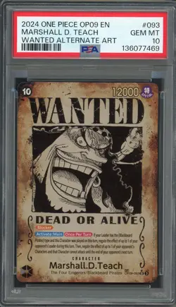 PSA 10 Marshall D. Teach (Wanted Alt Art) OP09-093 EN One Piece B4 - Image 1