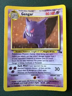 Pokemon Gengar TCG Fossil Holo Card 5/62 Unlimited Holo Rare (1999) Vintage - Image 1