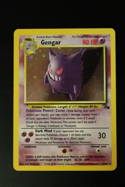 Pokemon Gengar TCG Fossil Holo Card 5/62 Unlimited Holo Rare (1999) MP - Image 2