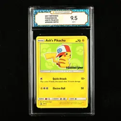 TQG 9.5 MINT+ 2017 Pokemon ENG Ash's Pikachu SM112 Promo - Image 1