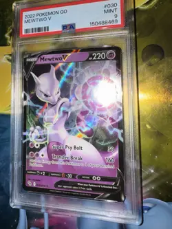 PSA 9 2022 Pokemon Go MEWTWO V #30 PSA MINT HOLO FOIL - Image 2