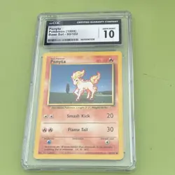 Ponyta Base Set 60/102 1999 CGC Gem Mint 10 40 HP Ken Sugimori Pokemon TCG Card - Image 1