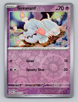 Reverse Holo Greavard 099/197 Common Obsidian Flames Pokemon - Image 1