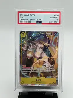 OP05 100 One Piece CCG TCG Enel Awakening of The New Era Alt Art 2023 PSA 10 - Image 1