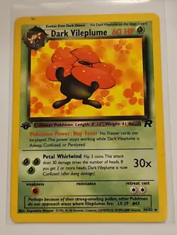 1st Ed Dark Vileplume Non-Holo WOTC Pokemon Card 30/82 Rocket Set - Image 1