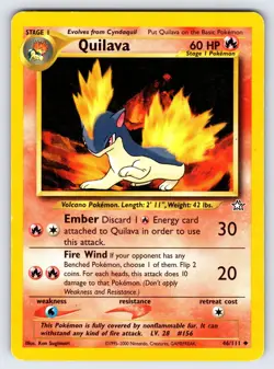 Quilava 46/111 2000 Neo Genesis Pokemon Card TCG Vintage WOTC Nintendo - Lp/Mp - Image 1