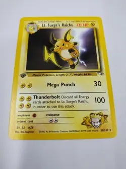 MINT Pokemon Card - Lt. Surge's Raichu Gym Heroes 28/132 Rare 1st Edition - Image 1