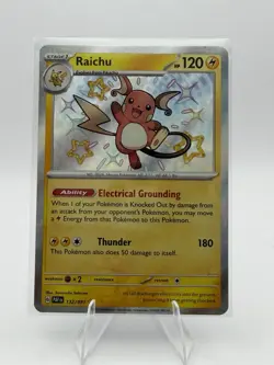 Pokemon Raichu 132/091 SV: Paldean Fates Shiny Rare Holo Stage 1 Ability 120 HP - Image 1