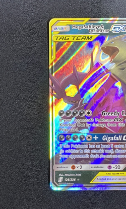 Mega Sableye & Tyranitar GX 126/236 Unified Minds Full Art Holo Tag Team NM - Image 4