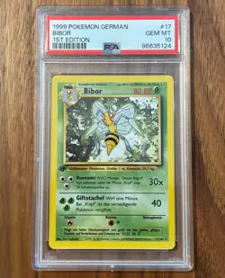BIBOR BEEDRILL PSA 10 1999 POKEMON GERMAN #17 1ST EDITION 17/102 - Image 1