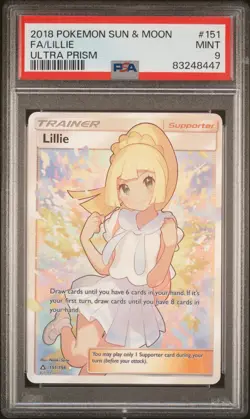 Pokemon Lillie Full Art Holo 151/156 Ultra Prism PSA 9 MINT - Image 1