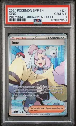 PSA 10 IONO 124 SCARLET VIOLET BLACK STAR PROMO PREMIUM TOURNAMENT COLL. POKEMON - Image 1