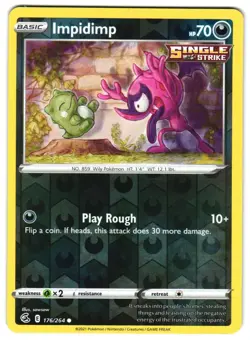 Impidimp 176/264 Reverse Holo SWSH08: Fusion Strike Pokemon TCG - Image 1