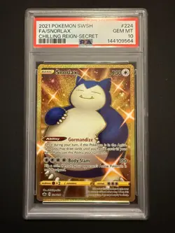 Pokemon Chilling Reign 224/198 Snorlax Gold Secret Rare FA PSA 10 - Image 1