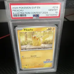 2025 POKEMON SVP BLACK STAR PROMO #214 PIKACHU ILLUSTRATION CONTEST 2024 PSA 10 - Image 1