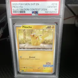 2025 POKEMON SVP BLACK STAR PROMO #214 PIKACHU ILLUSTRATION CONTEST 2024 PSA 10 - Image 2