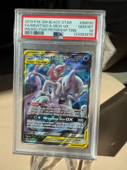 Pokemon Mewtwo & Mew GX Power Partnership Tins Full Art Promo SM191 PSA 10 - Image 1