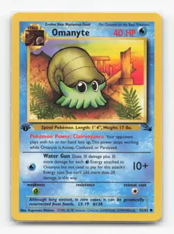 Pokemon TCG - Omanyte 52/62 Lightly Played Common Fossil 1st Edition - Image 1
