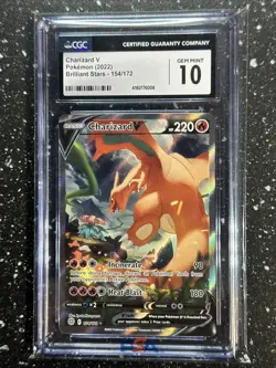 2022 POKEMON BRILLIANT STARS 154/172 CHARIZARD V CGC 10 GEM MINT - Image 1