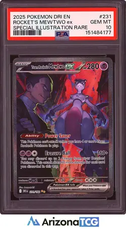 Pokemon 2025 Team Rocket's Mewtwo ex 231/182 SIR Destined Rivals GEM MINT PSA 10 - Image 1
