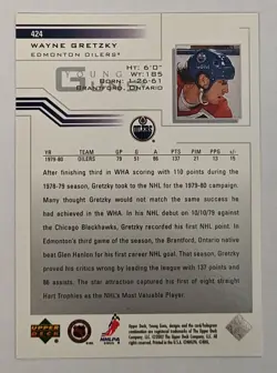 2001-02 Upper Deck Young Guns Flashback Wayne Gretzky #424 - Image 2