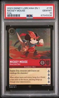 2023 Disney Lorcana Mickey Mouse Brave Little Tailor Foil #115 PSA 10 GEM MINT - Image 1