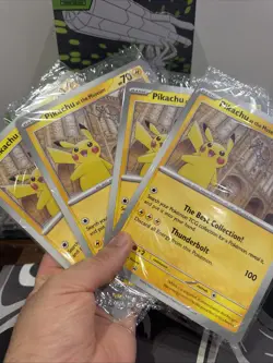 Pokemon TCG - Pikachu At The Museum Pokemon Promo Card X 4 - 1 Card Has A Crease - Image 1