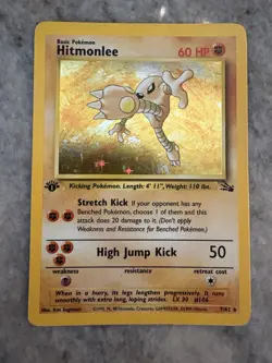 Pokemon TCG English Card Fossil 1st edition Hitmonlee 7/62 Holo Rare - Image 1