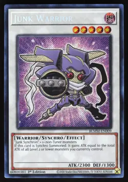 Junk Warrior Secret Rare BLMM-EN003 Yugioh (Chibi Art) - Image 1