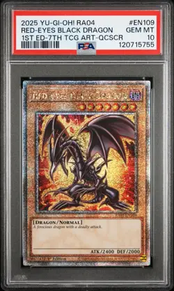 PSA 10 Red-Eyes Black Dragon RA04-EN109 QCR 1st Edition "7th Art" Yugioh - Image 1