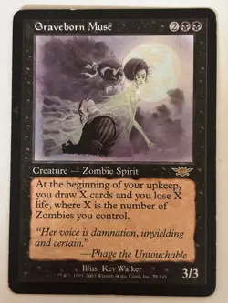 1X MTG Black Graveborn Muse x1 Legions / Magic The Gathering LP - Image 3