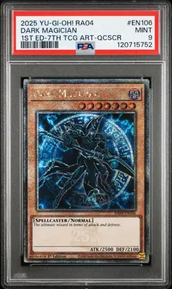 YUGIOH PSA 9 2025 Dark Magician RA04-EN106 QCR "7th Art" 1st Edition - Image 1