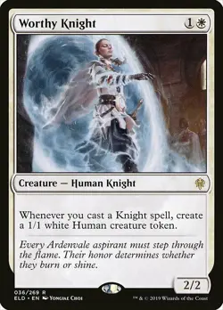1x Worthy Knight - NM English MTG -Throne of Eldraine - Image 1